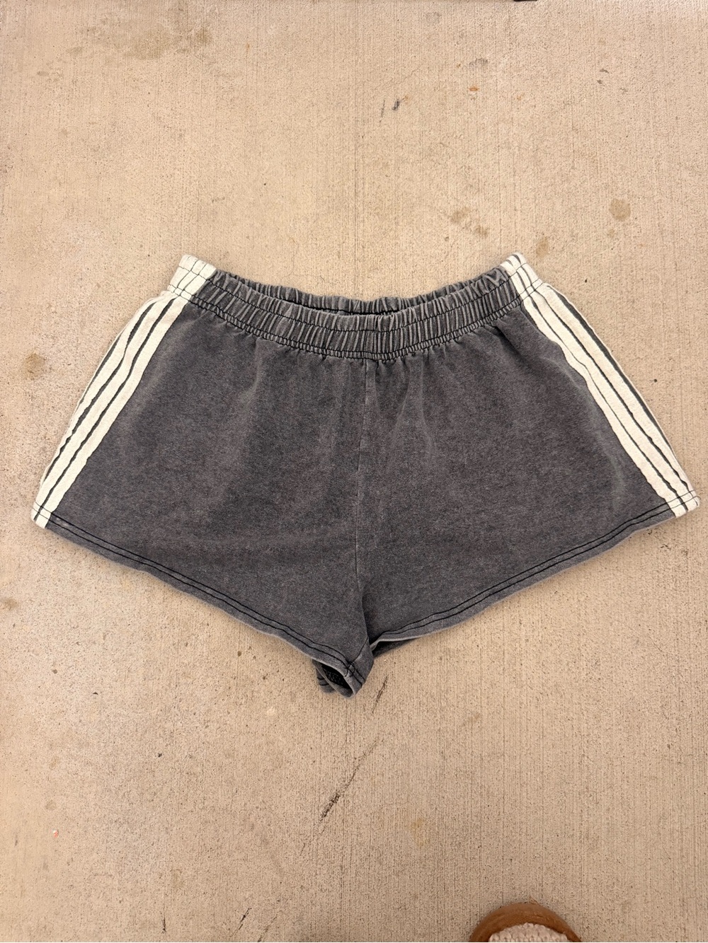 Women’s Charcoal Track Shorts with Side Stripe